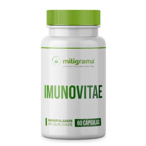 Embalagem do produto 'Imunovitae', feito pela Farmácia de Manipulação Miligrama.